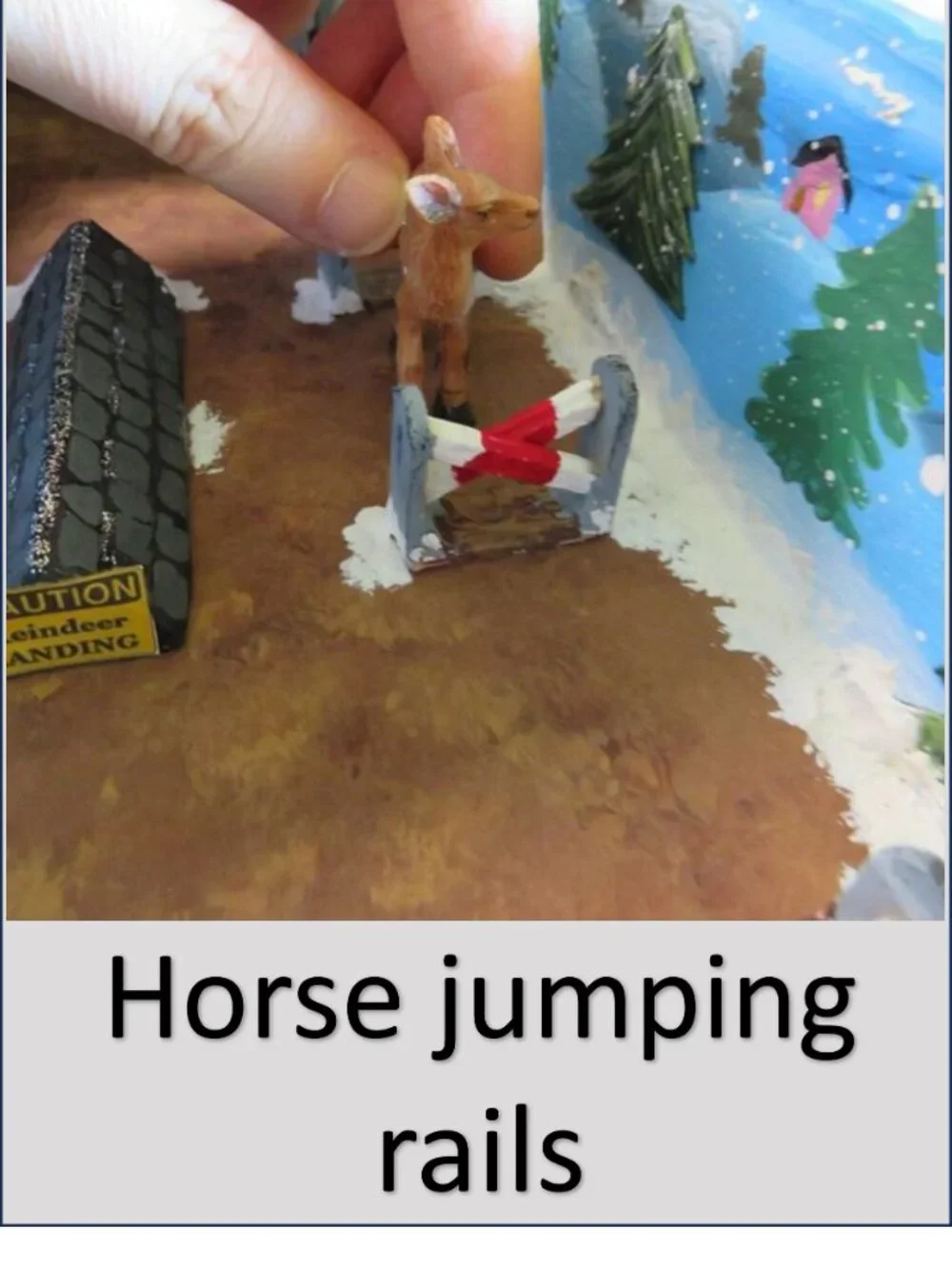 Handmade Reindeer Flight School Miniature Diorama Santa Christmas Village